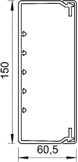 OBO Bettermann WDK-60150 CW (60,5x150 mm) Geräteeinbau-Kanal, cremeweiß