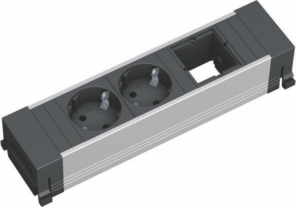 Bachmann 916.000 Power Frame, 2 Schutzkontaktsteckdosen, 1 CM Abdeckung, Zuleitung 0,2m H05VV-F 3G2,5qmm, GST18 Festanschluß