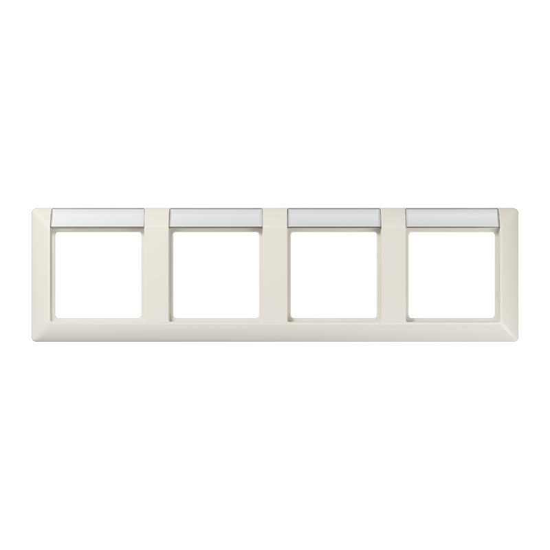 Jung AS5840NA Rahmen 4-fach, mit Schriftfeld, AS 500, IP 44, Duroplast, waagerechte Montage, weiß (ivory)