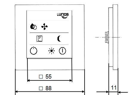 Lunos 040113 Smart Comfort-Steuerung 5/SC-FT für e², ego, RA15-60 inkl. Bedienteil, Feuchte-/Frostschutz, Netzteil erforderlich