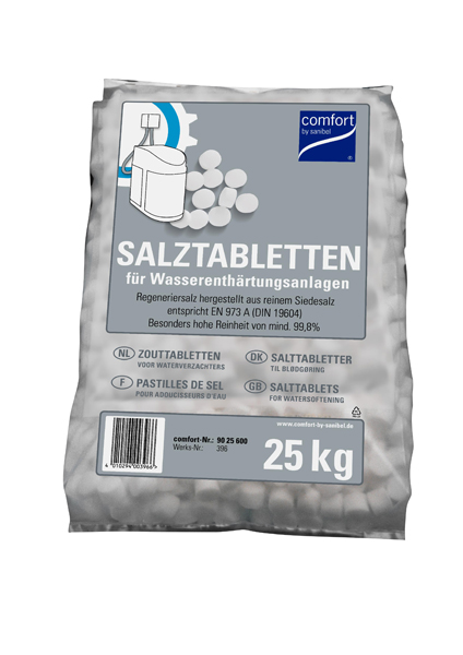 Sanibel 396 Salz-Tabletten Comfort, Regeneriersalz für Enthärtungsanlagen (Sack 25 kg)