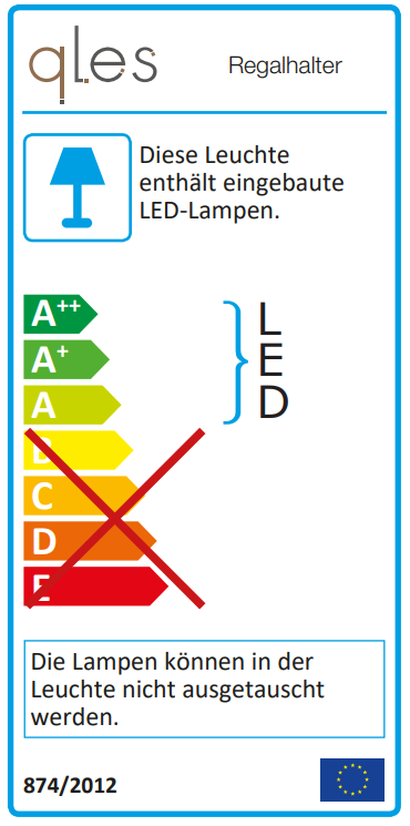 qles RHB6035 Regalhalter 120 mm (2 Stck.), für Merten D-Life, beleuchtet/LED/warmweiß (3000k), Lotosweiß, brillant, IP44