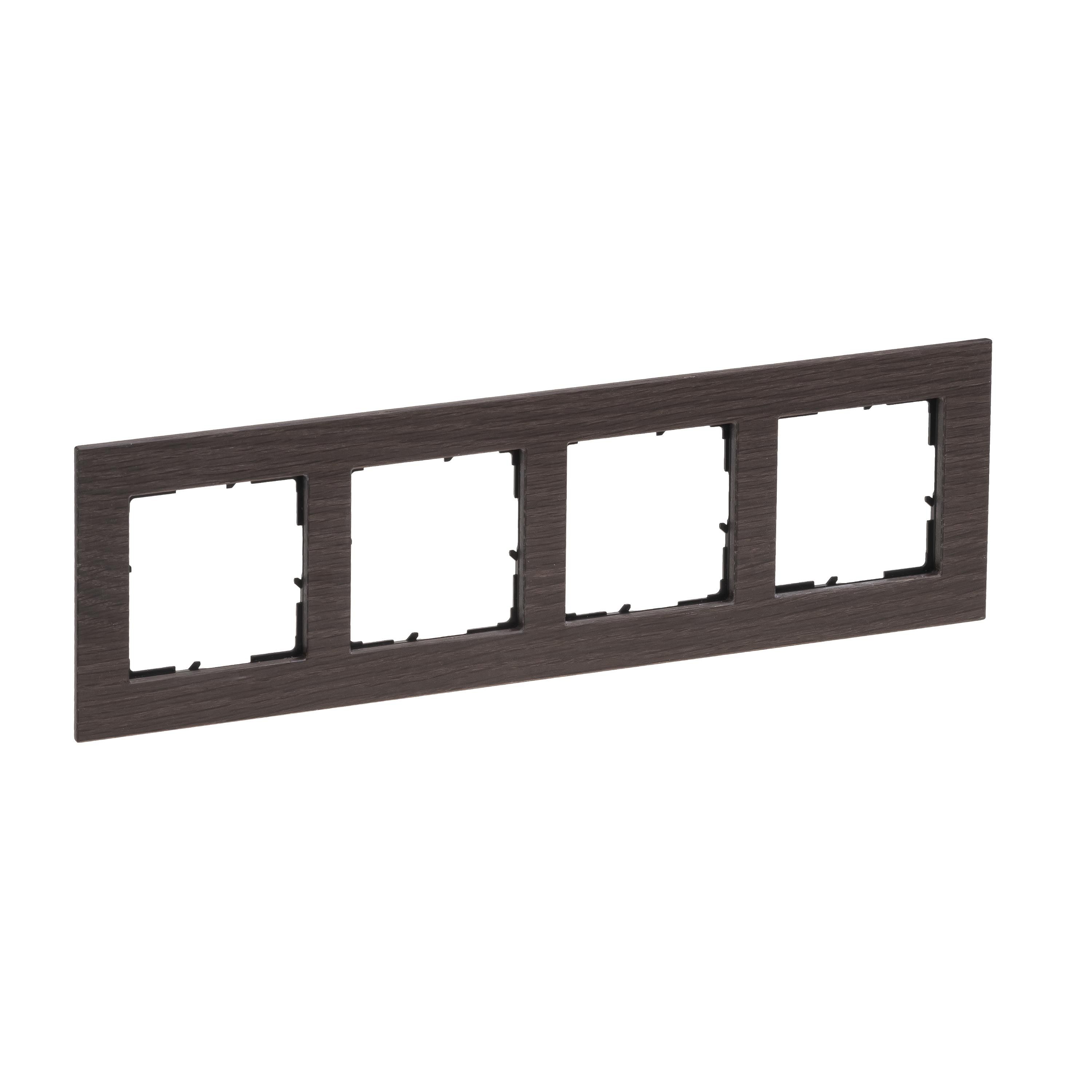 Legrand 766134 SEANO Natura 4-fach Rahmen aus Echtmaterial, Eiche dunkelbraun