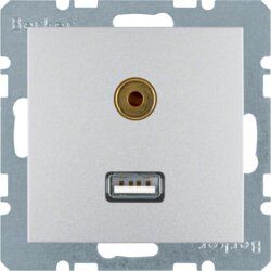 Berker 3315391404 USB/3,5 mm Audio Steckdose, S.1/B.3/B.7, alu matt