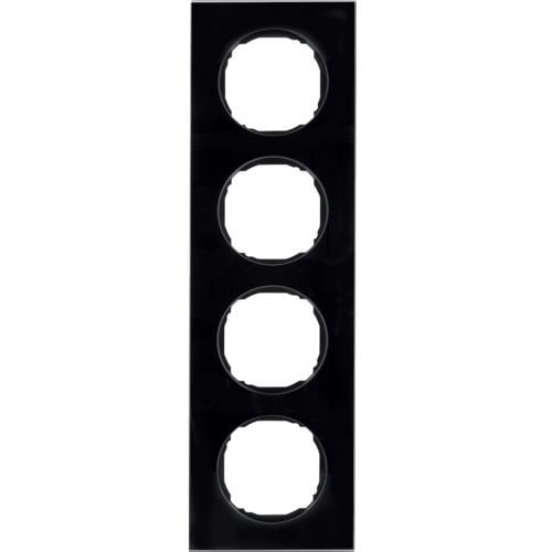 Berker 10142616 Rahmen 4-fach, flach, R.8, Glas schwarz