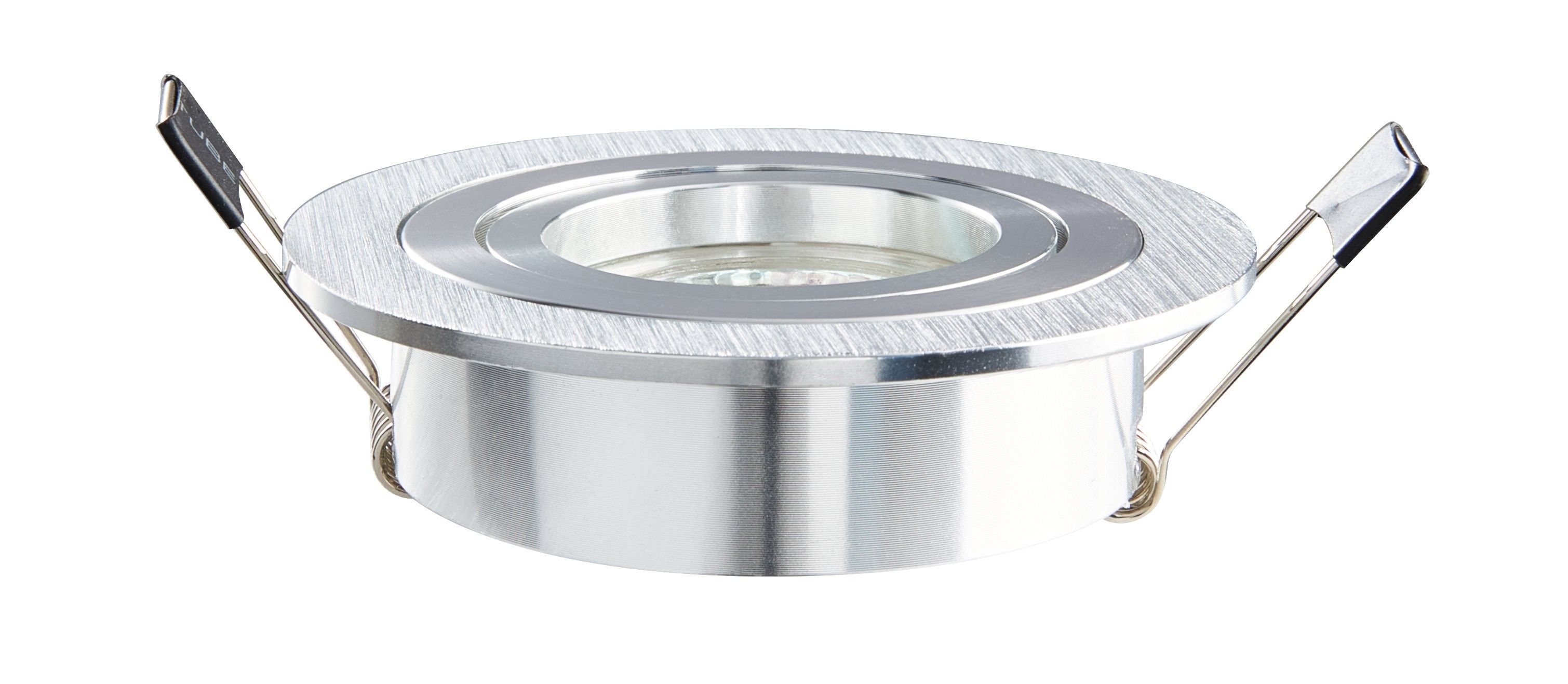 Heitronic 500591 Einbaufassung, rund, GU5,3 und GU10, max. 8 W, schwenkbar, Aluminium gebürstet