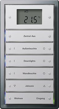 Gira 2046112 Tastsensensor 3 Plus 6-fach (2+4) für KNX, Flächenschalter, reinweiß glänzend