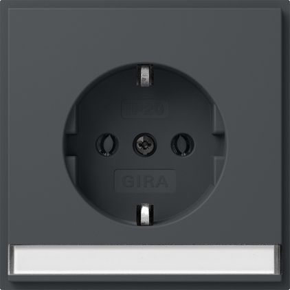 Gira 446267 Schutzkontakt-Steckdose mit Beschriftungsfeld und erhöhtem Berührungsschutz (Safety Plus) (IP20), Gira TX_44, anthrazit