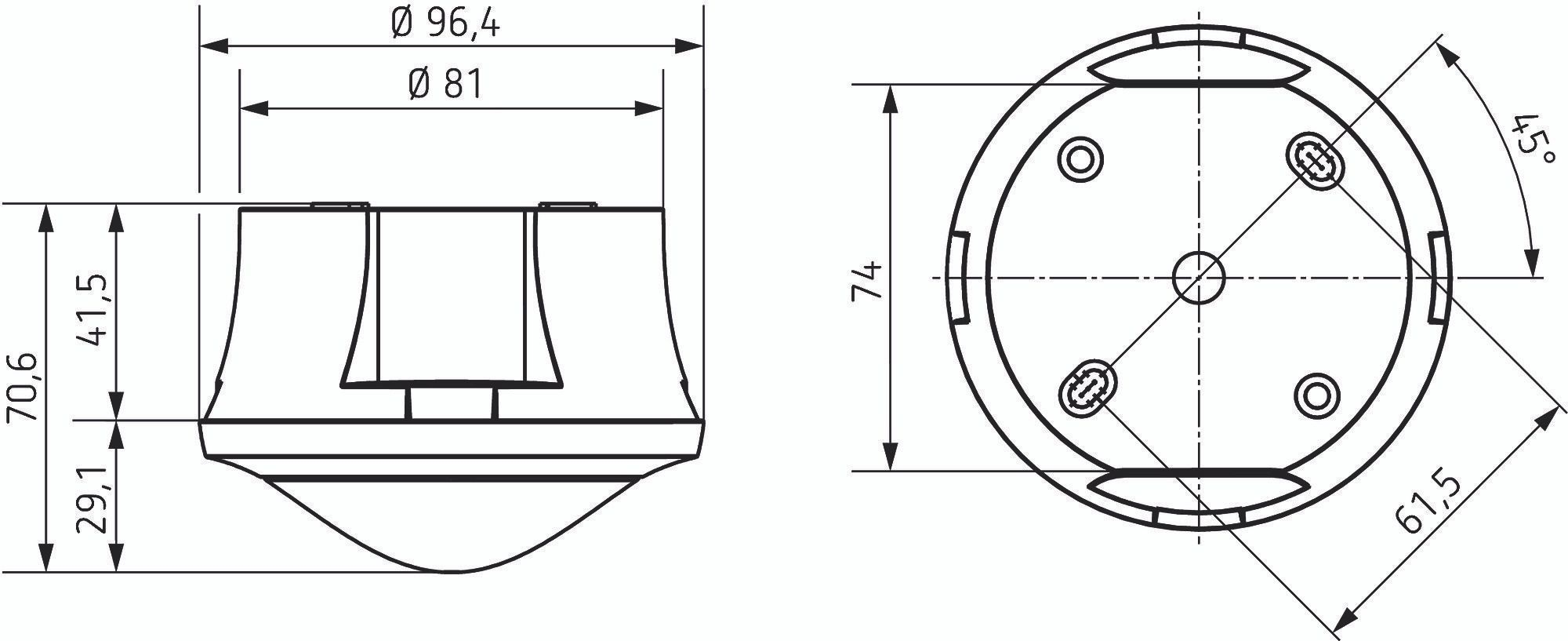 Theben 2089552 theRonda S360 KNX AP BK Präsenzmelder für Deckenmontage Aufputz