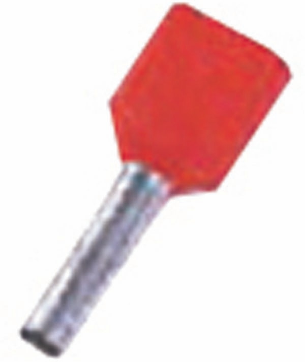 Intercable 180748 Isolierte Zwillingsaderendhülse 2 x 10 mm², 14 mm, verzinnt, rot
