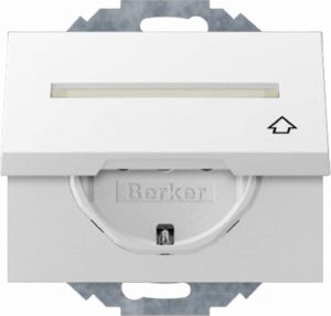 Berker 47487109 Schutzkontakt-Steckdose mit Klappdeckel, Beschriftungsfeld, erhöhtem Berührungsschutz, in 45°-Stufen variable Einbaulage, K.1, polarweiß glänzend