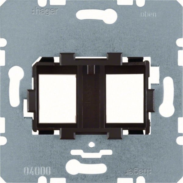 Hager WDF4715N Tragplatte mit brauner Aufnahme 2-fach für Modular Jack, Unterputz, braun
