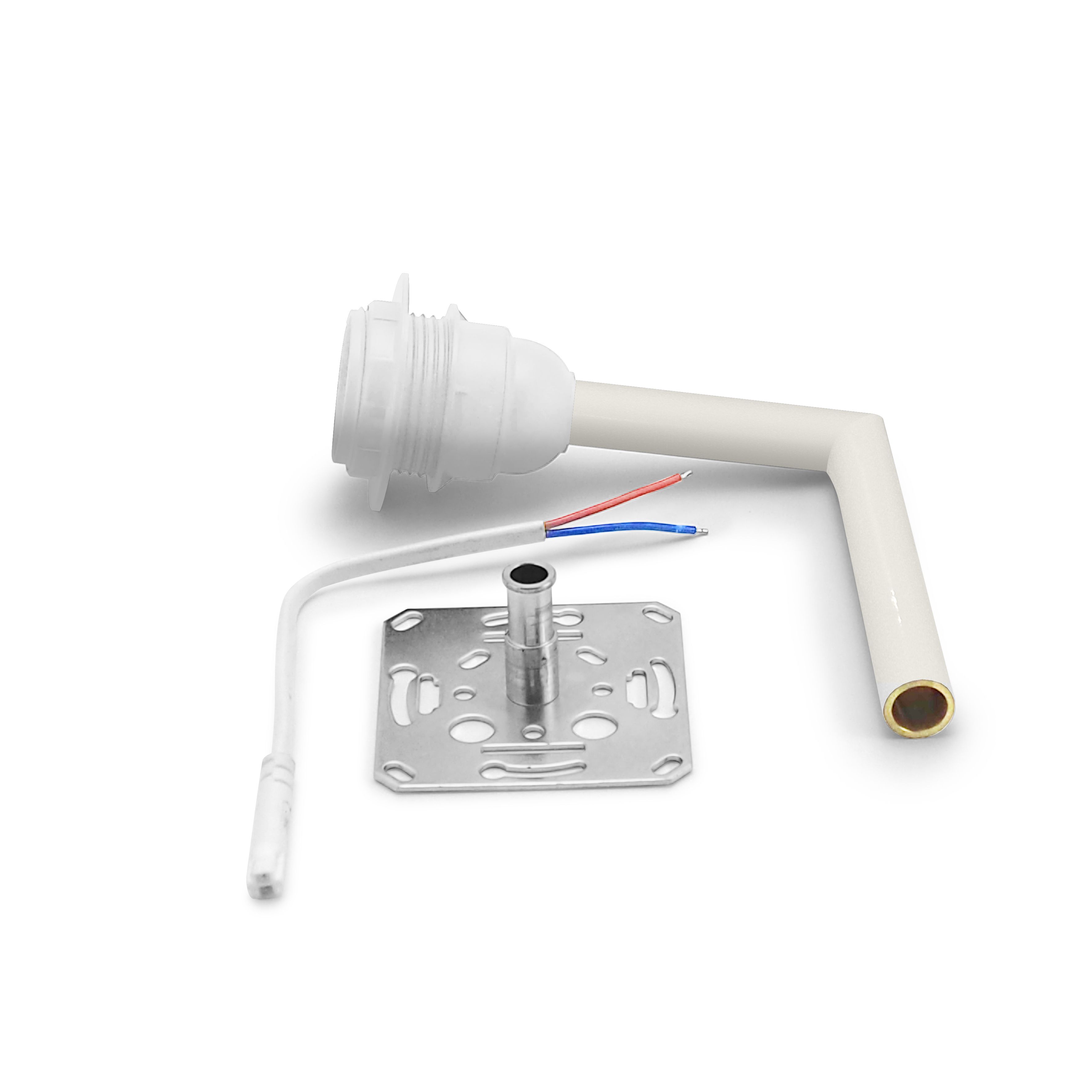 qles SLA0619 Schirmlampe 80x120mm - ohne Lampenschirm, für Merten System-M, E27/230V, Polarweiß glänzend, brillant