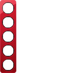Berker 10152344 Rahmen 5-fach, R.1, Acryl rot transparent/schwarz glänzend