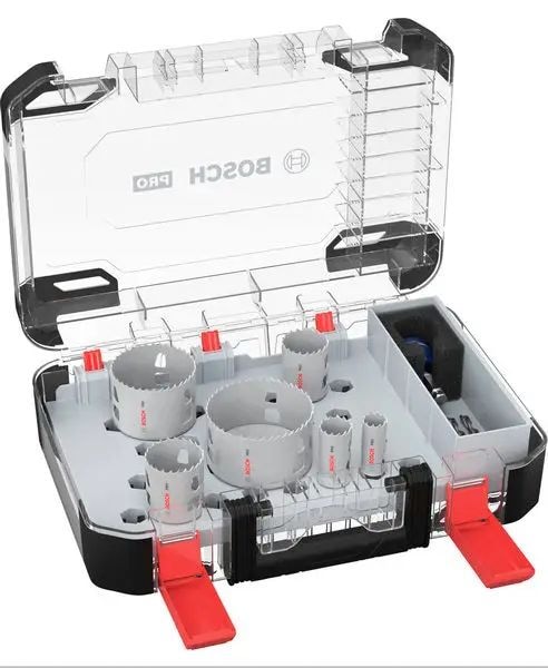 Bosch 06008D2201 Lochsägen-Set PRO Multi Material PC Plus, 9-teilig , Durchmesser 19 / 25 / 38 / 44 / 68 / 83 mm, Arbeitslänge 44 mm