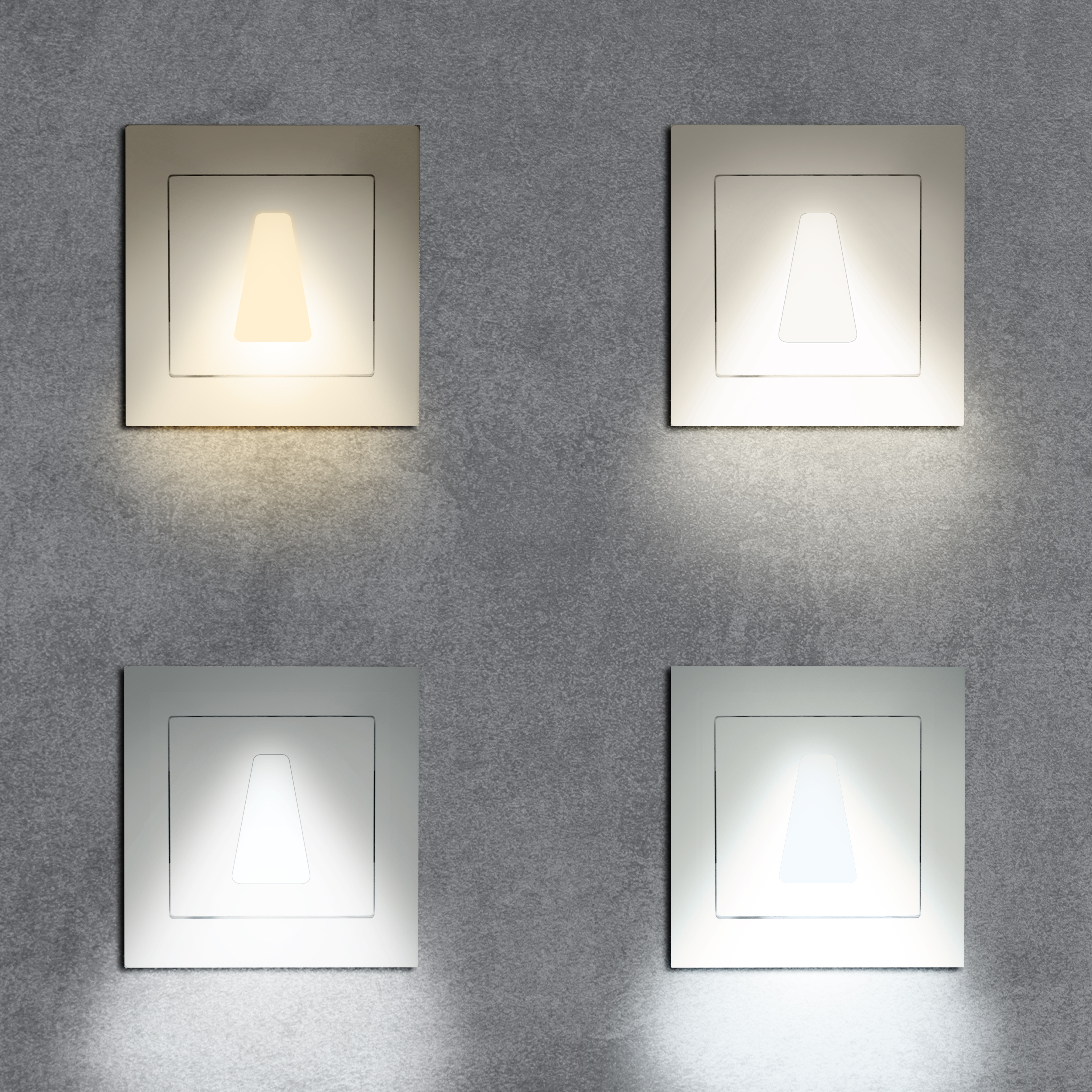 qles WET0619 Wandeinbauleuchte Trapez, für Merten System-M, beleuchtet/LED/warmweiß (3000k), Polarweiß glänzend, brillant, IP44