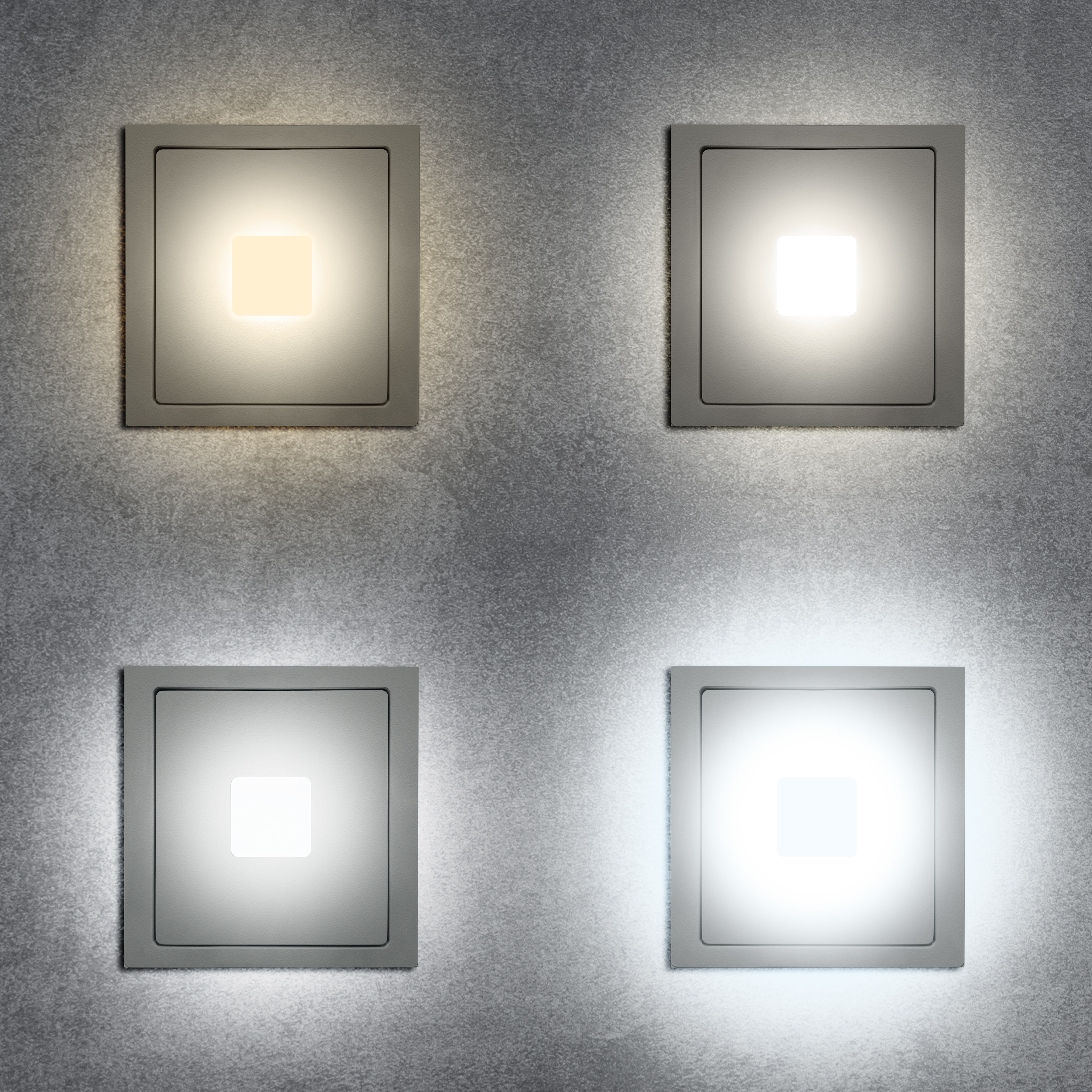 qles WEQ6036 Wandeinbauleuchte Quadrat, für Merten D-Life, beleuchtet/LED/warmweiß (3000k), Edelstahl, lackiert, IP44