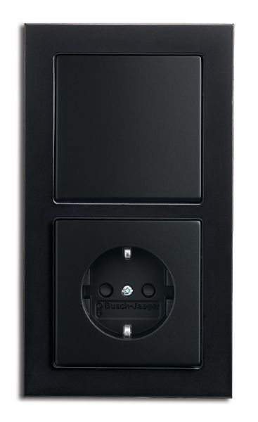 Busch-Jaeger 1724-275 Abdeckrahmen 4-fach, Busch-axcent, schwarz matt