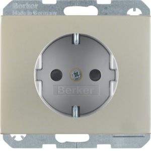 Berker 41357004 Schutzkontakt-Steckdose mit erhöhtem Berührungsschutz und Schraub-Liftklemmen K.5 edelstahl Metall mattiert