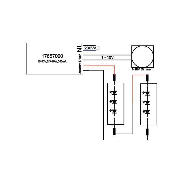 Brumberg 17657010 LED-Konverter 350 mA, 5,25-18 W, 1-10 V dimmbar, ohne Konfektionierung