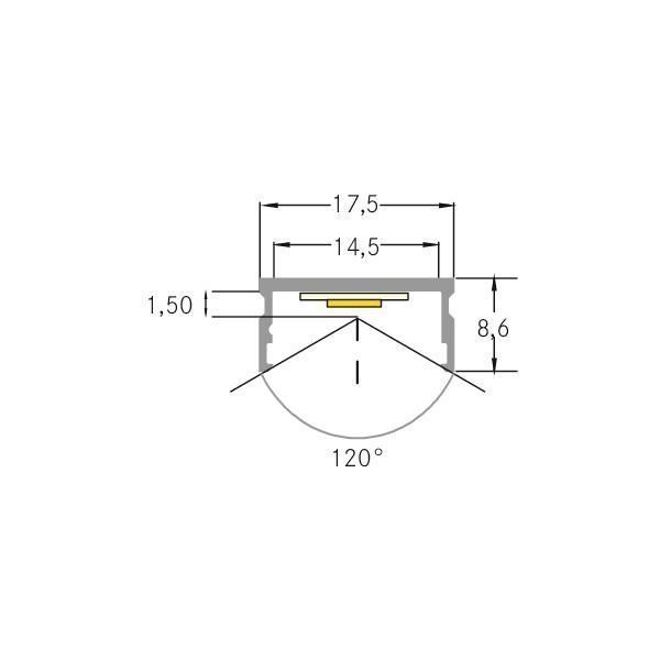 Brumberg 53604260 LED-Anbauprofil, 2000 x 17,5 x 8,6 mm, aluminum