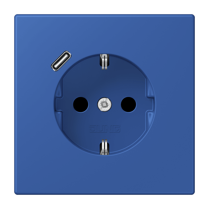 Jung LC152018C253 Schutzkontakt-Steckdose mit USB-Ladegerät Typ C, Safety+, Les Couleurs® 4320K, bleu outremer 59