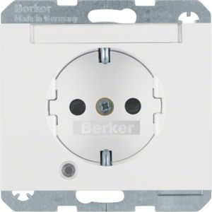 Berker 41107009 Schutzkontakt-Steckdose mit Kontroll-LED, Beschriftungsfeld, erhöhtem Berührungsschutz und Schraub-Liftklemmen K.1 polarweiß glänzend