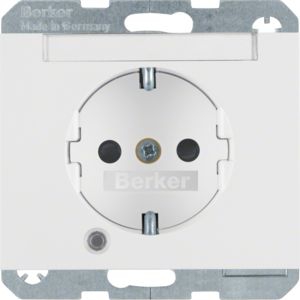 Berker 41107009 Schutzkontakt-Steckdose mit Kontroll-LED, Beschriftungsfeld und erhöhtem Berührungsschutz, K.1, polarweiß glänzend