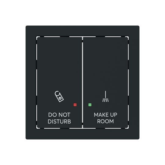 Busch-Jaeger 2058-24-44G Wippe 2-fach für Elektroniktaster mit Aufdruck "DO NOT DISTURB"/"MAKE UP ROOM", Zimmereinheit, schwarz matt
