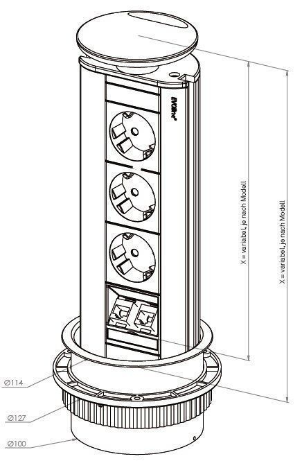 EVOline 159310031800 Port Data, 3 Steckdosen/2xCAT6
