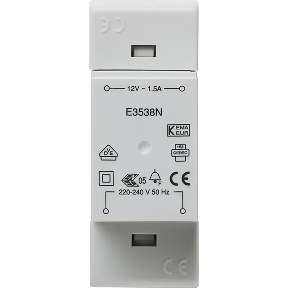 Honeywell E 3538N Klingeltransformator 230V/12V 1,5A REG 2TE für Reiheneinbau, kurzschlusssicher