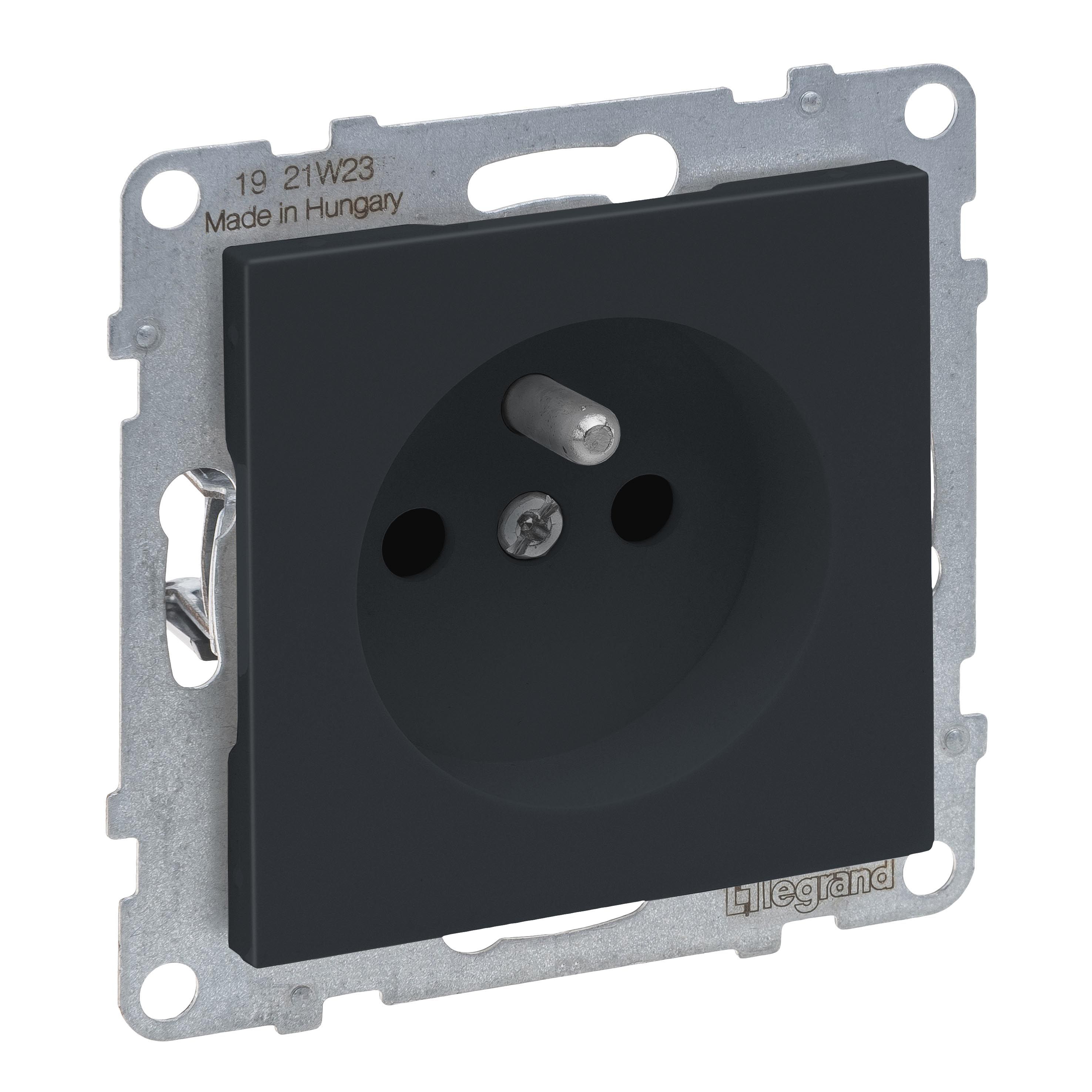 Legrand 765480 SEANO Steckdose französischer/ belgischer Standard, Steckklemmen, mit erhöhtem Berührungsschutz, anthrazit lackiert