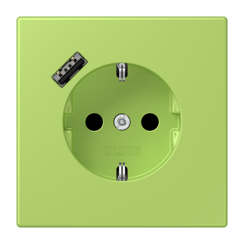 Jung LC152018A221 Schutzkontakt-Steckdose mit USB-Ladegerät Typ A, Safety+, Les Couleurs® 32052, vert clair