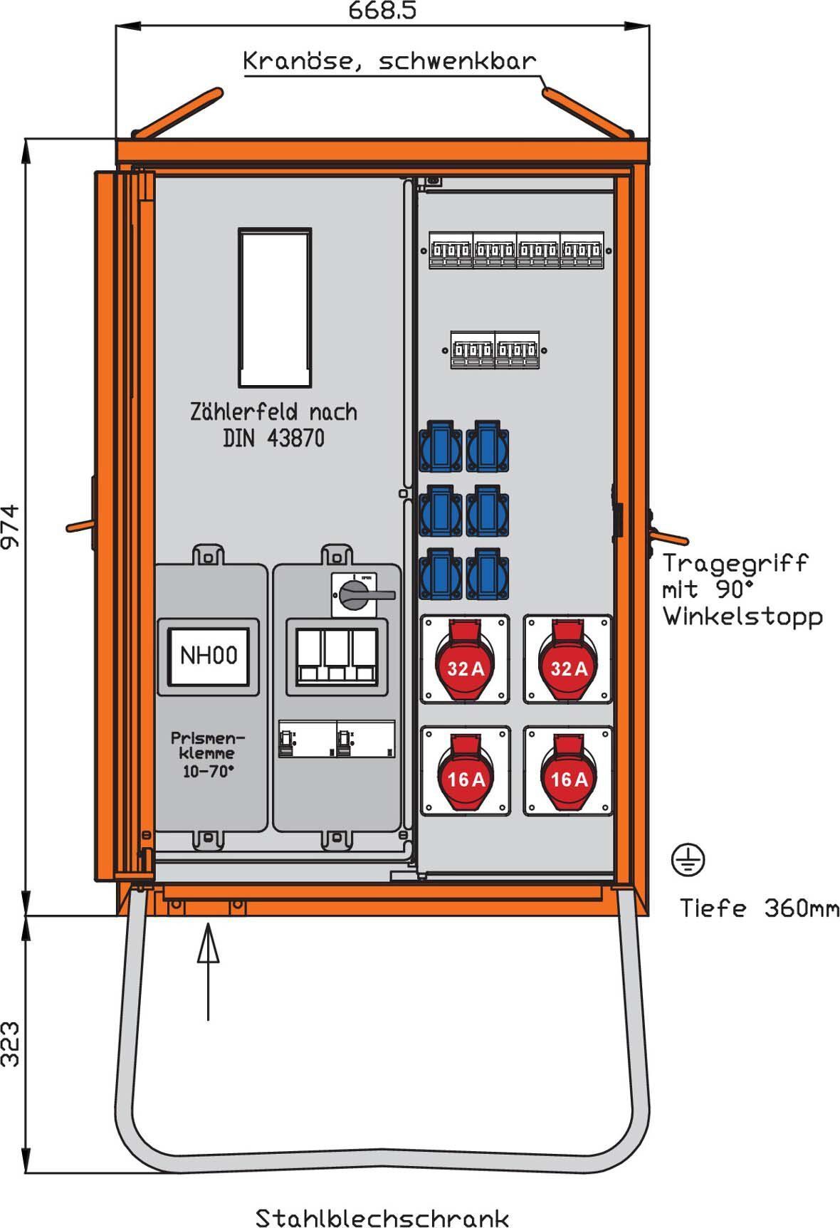 Walther WAV0135BR1 Anschlussverteiler 44kVA Vattenfall