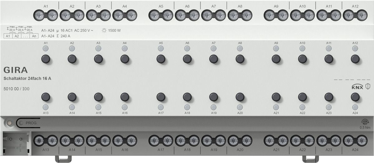 Gira 501000 Schaltaktor 24fach 16 A für KNX