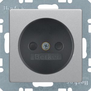 Berker 6167336084 Steckdose ohne Schutzkontakt mit erhöhtem Berührungsschutz Q.x aluminium samt lackiert