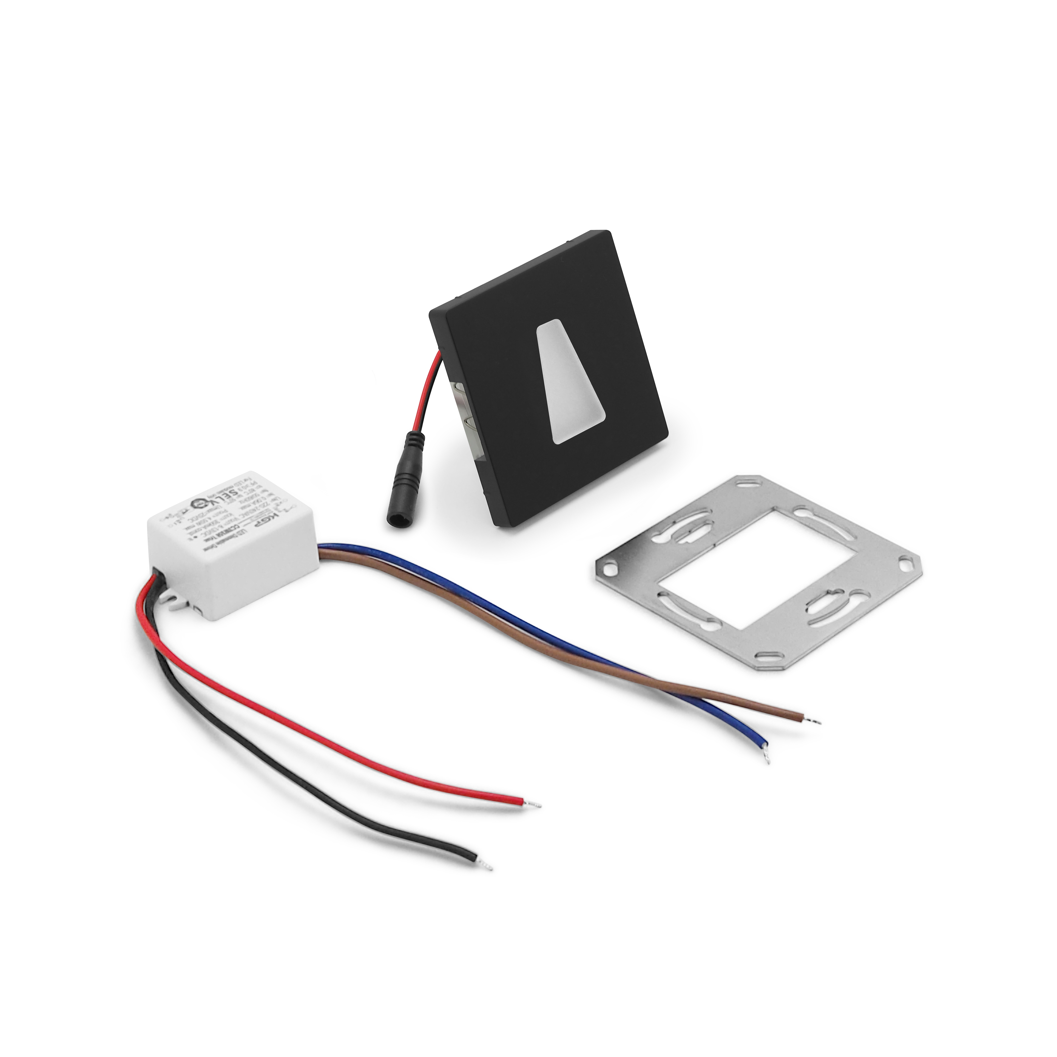 qles WET6034 Wandeinbauleuchte Trapez, für Merten D-Life, beleuchtet/LED/warmweiß (3000k), Anthrazit, lackiert, IP44