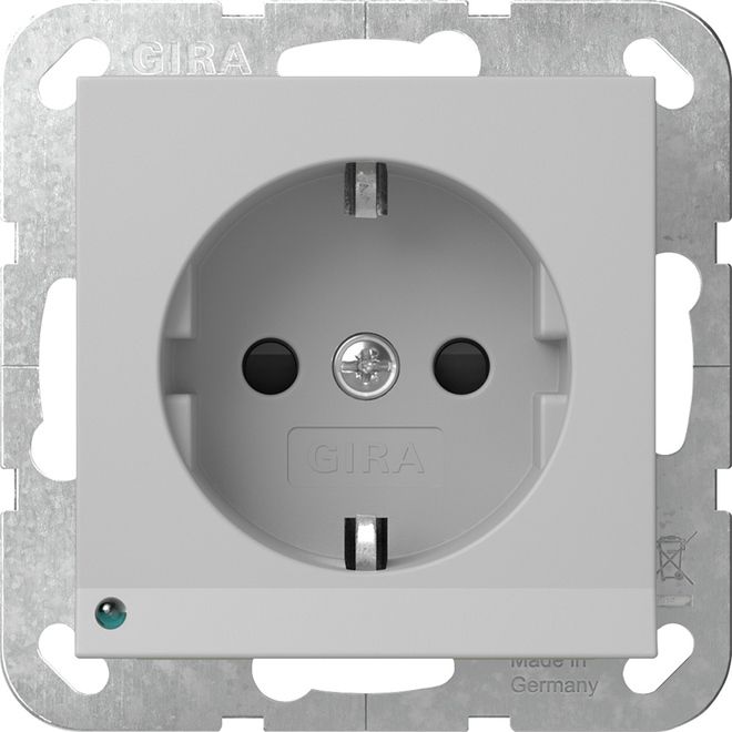 Gira 4170015 Schutzkontakt-Steckdose LED-Leuchte + Shutter System 55 Grau matt