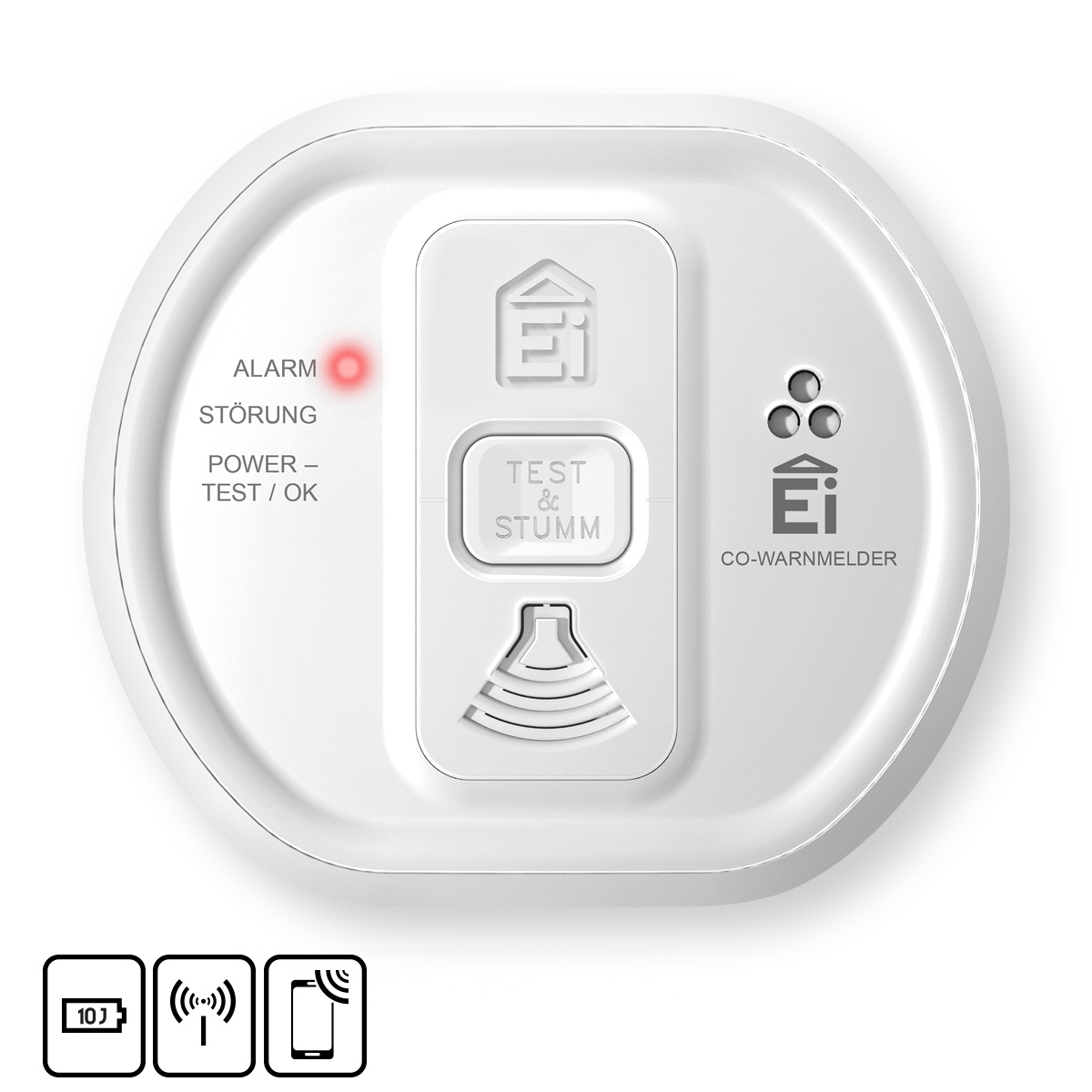 Ei Electronic Ei208iW-3XD Kohlenmonoxidwarnmelder mit fest eingebauter 10-Jahres-Batterie