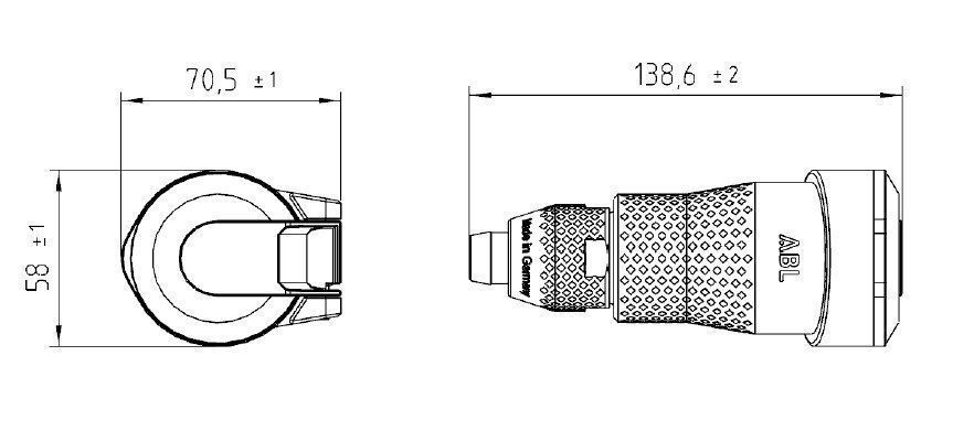 ABL-1589200 Schutzkontakt Kupplung, IP54, 2K-Technologie, Spannungsanzeige, Schnellverschluss