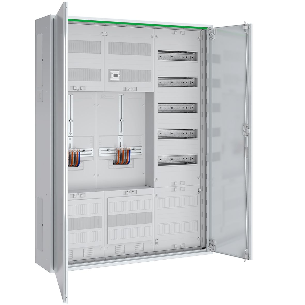 ABN ABNRS307Z0022 Zählerschrank 3Pkt, 2Z, 1V, 1APZ, sHS, IP44, SKII, 5-polig, BxHxT 800x1100x210 mm, weiß