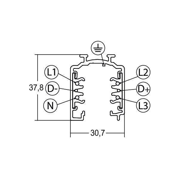 Brumberg 87161250 3-Phasen-Stromschiene ONETRACK, 1000 mm, silber