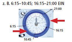 Theben 1610011 SYN 161d Analoge Zeitschaltuhr, 1 Kanal, Tagesprogramm, Zeitschalter, netzsynchron, 15 Minuten Intervall, 96 Segmente, Handschalter Dauer-EIN/AUTO/Dauer-AUS, Schaltzustandsanzeige