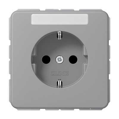 Jung CD1520NAGR Schutzkontakt-Steckdose, 16 A 250 V ~, mit Schriftfeld, Duroplast, Serie CD, grau