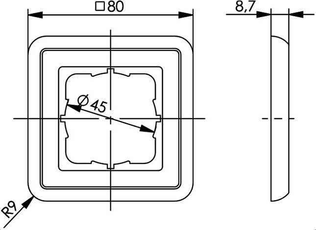 Telegärtner B00004A0021Y Rahmen 80x80mm, 1fach, alpinweiß