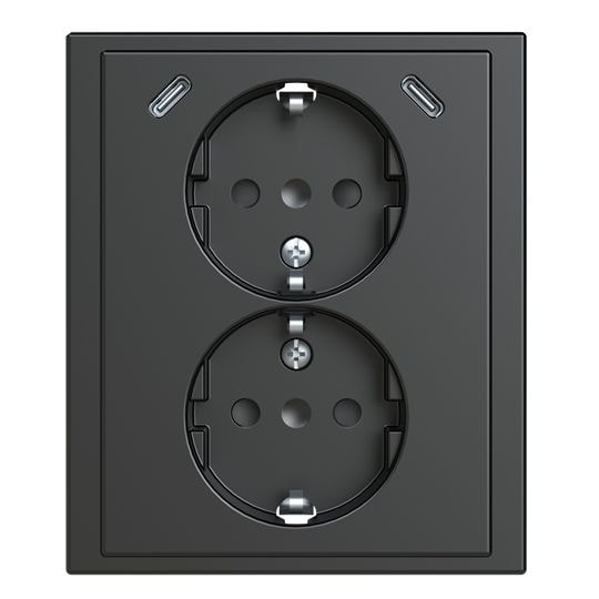Busch Jaeger 202EUJRB2USBC-81 Schutzkontakt USB-Doppelsteckdose Safety+ mit 2x USB C, anthrazit