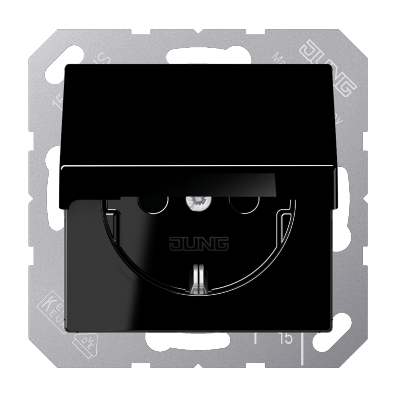 Jung A 1520 KL SW Schutzkontakt-Steckdose mit Klappdeckel
