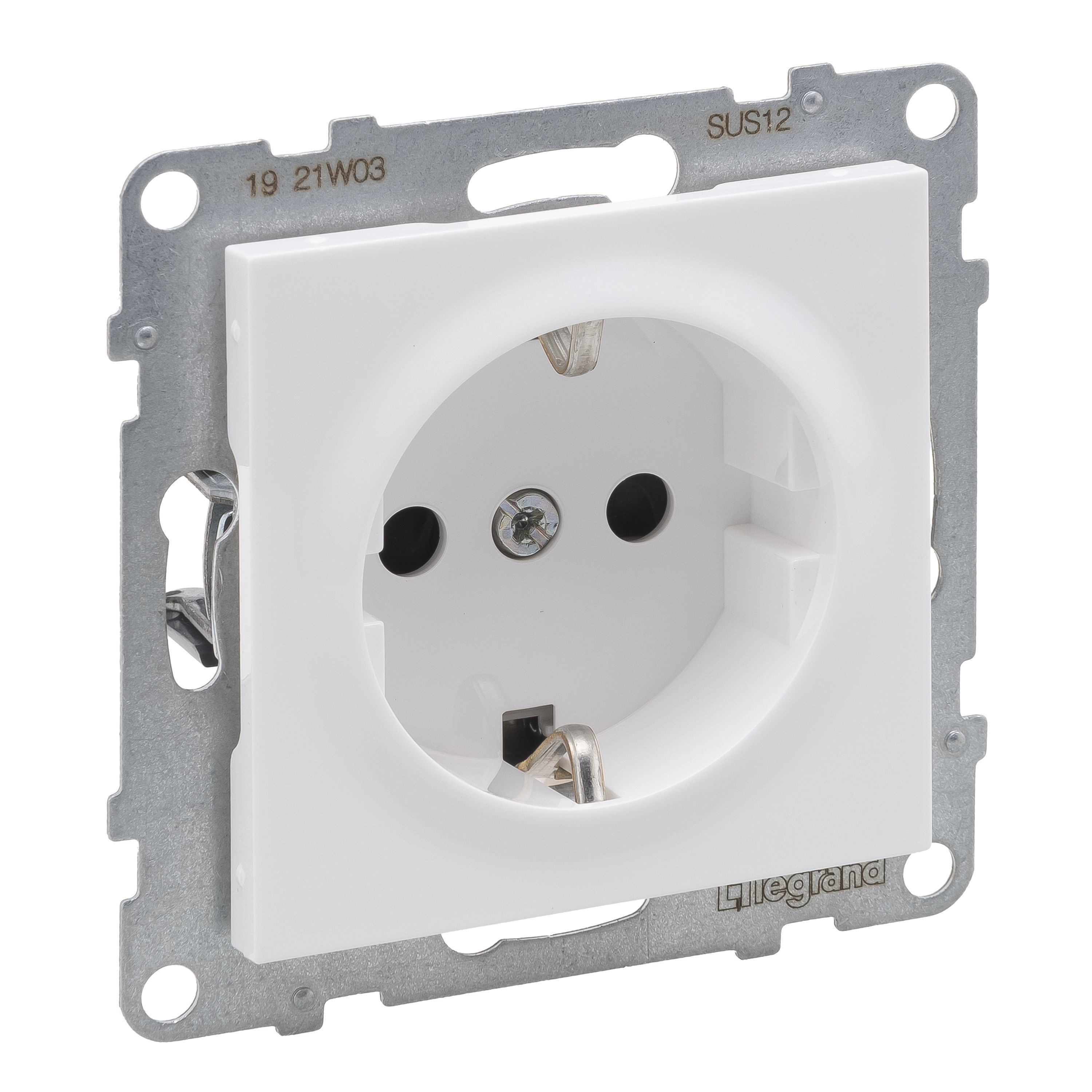 Legrand 765120 SEANO Schutzkontakt-Steckdose, Steckklemmen, 16 A, 250 V, mit erhöhtem Berührungsschutz, Ultraweiß