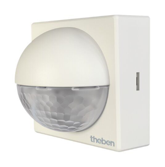 Theben 1010200 theLuxa R180 WH Bewegungsmelder für Wandmontage, Lichtsteuerung, 180°, max. 12 m, weiß, IP 55