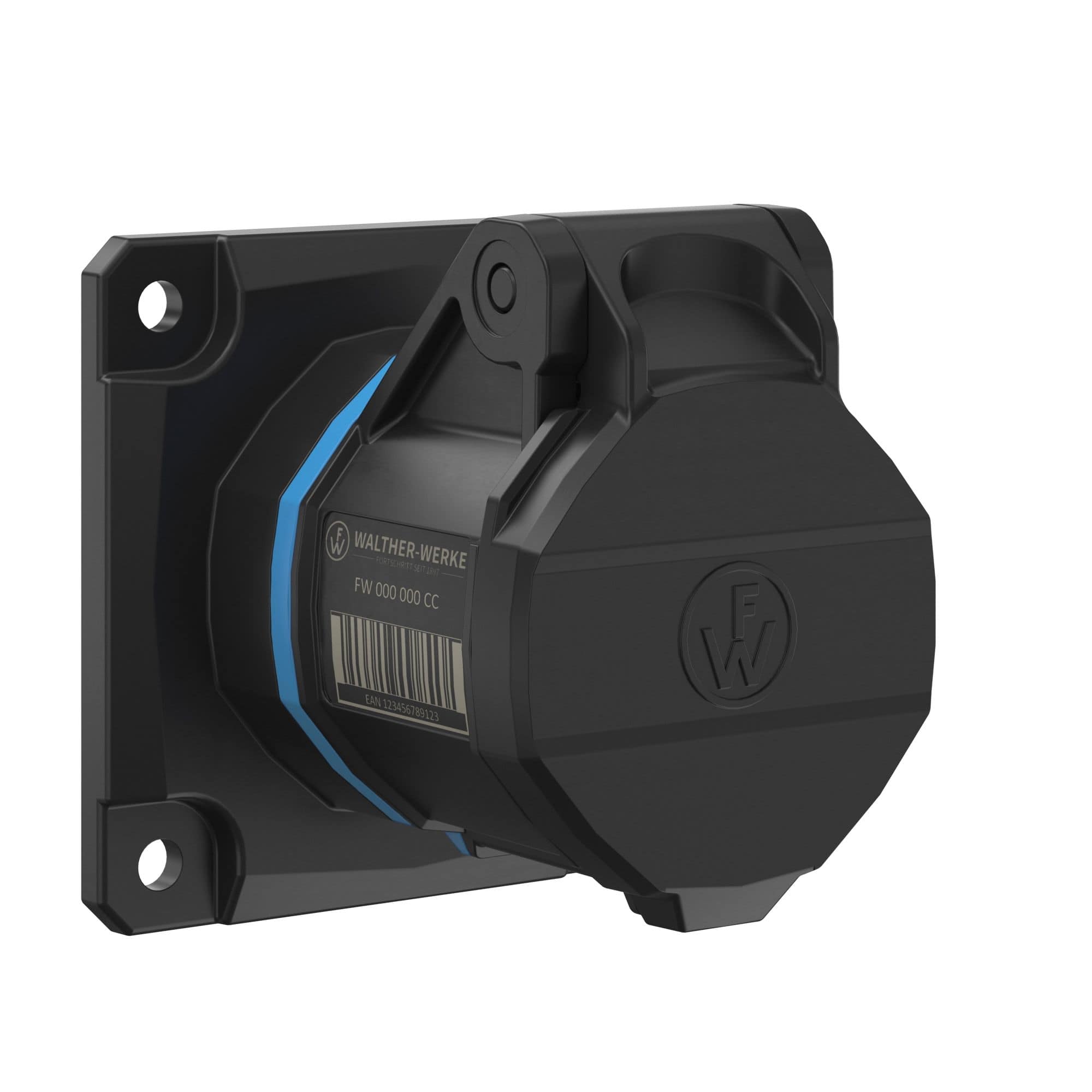 Walther Werke FW410509SK CEE NEO Anbaudose gerade 16A 5P 9h IP54 mit Schraubtechnik und 75x75mm Flansch